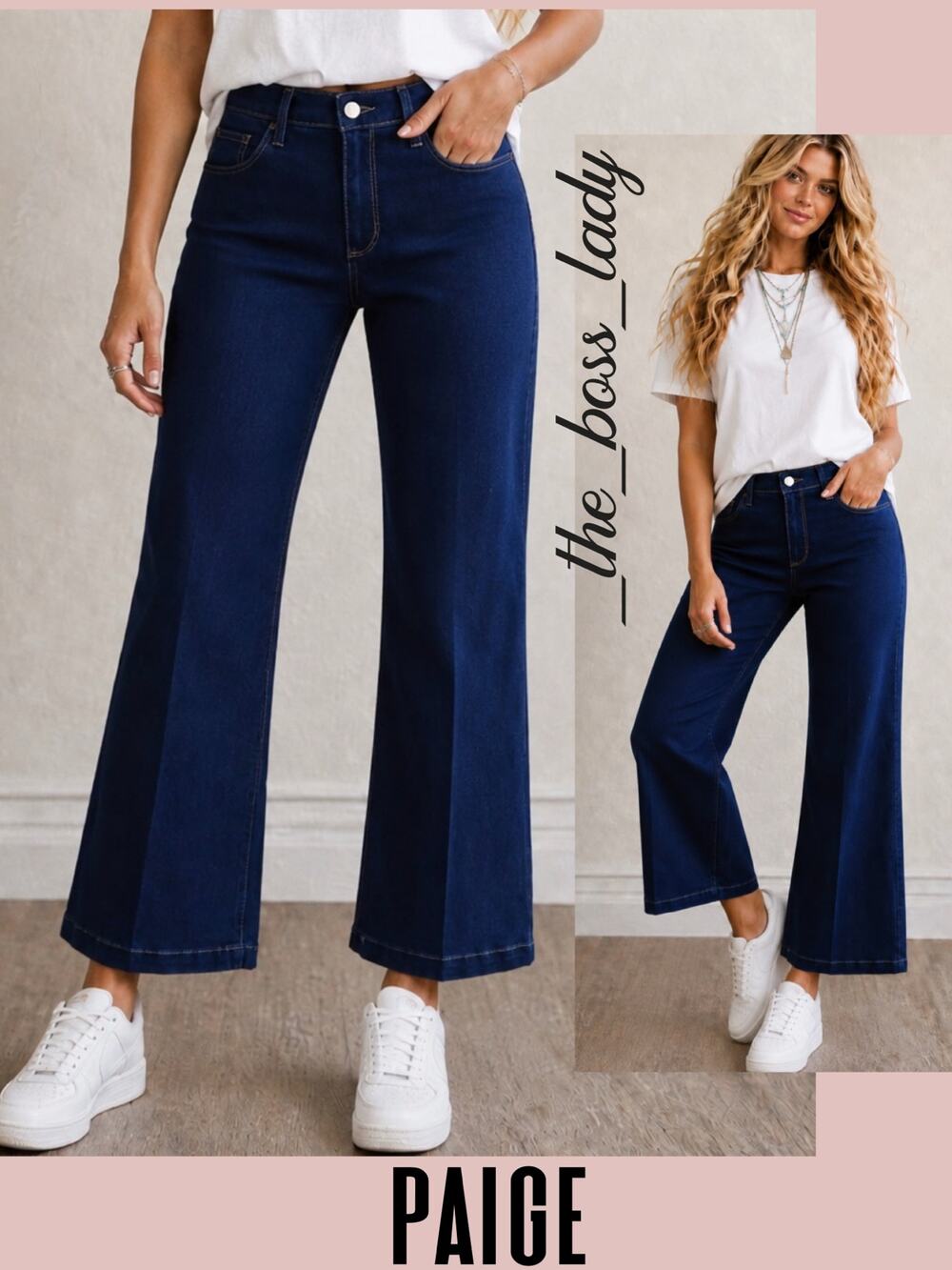 Paige wide-leg jeans crop high rise denim cotton dark wash 29